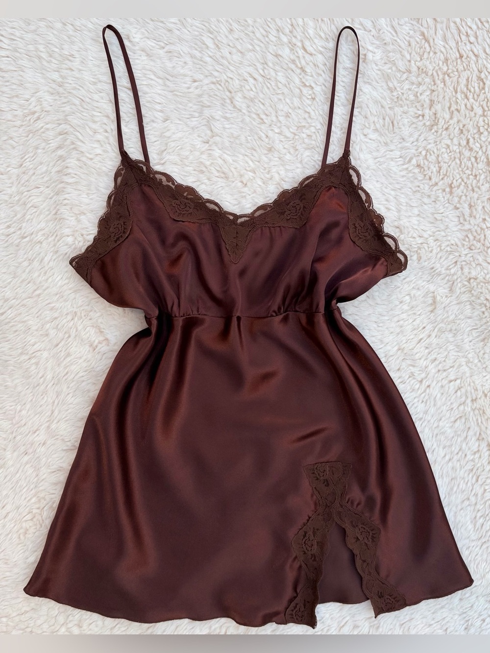 Y2K Vintage Self Esteem Babydoll Satin Cami Top Lace Trim Fairy Coquette Large